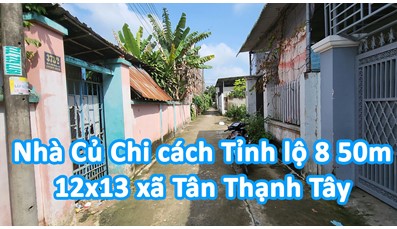 Nhà Củ Chi 164m2 cách Tỉnh lộ 8 50m xã Tân Thạnh Tây