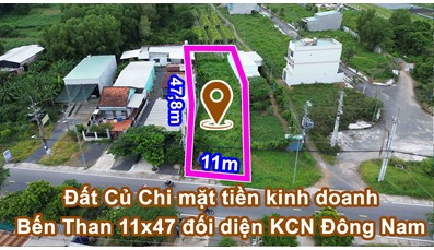 THCC94 Đất Củ Chi mặt tiền Bến Than 11x47 có 300m2 thổ cư đối diện KCN Đông Nam