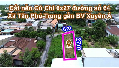 THCC87 Đất nền Củ Chi 6x27 đường số 64 xã Tân Phú Trung gần BV Xuyên Á