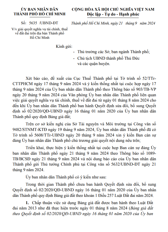 Sử dụng bảng giá đất cũ để tính thuế cho hồ sơ đất đai đến khi có quyết định điều chỉnh bảng giá đất mới