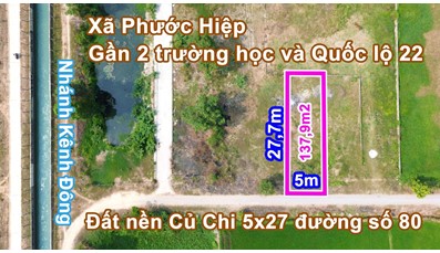 26CC12 Đất nền thổ cư 137m2 có 114m2 thổ cư xã Tân An Hội gần trường học và quốc lộ 22